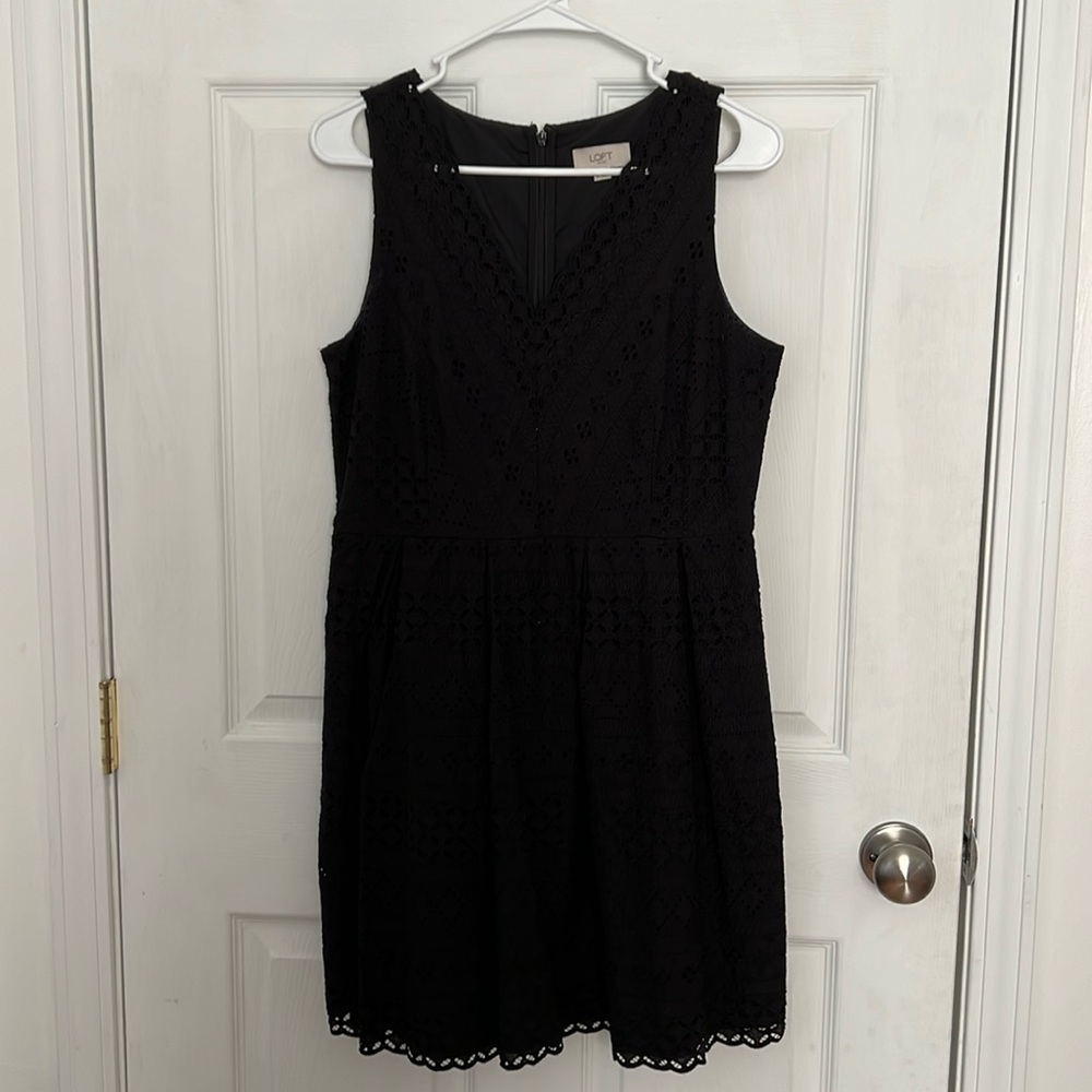 Loft Black Eyelet Dress